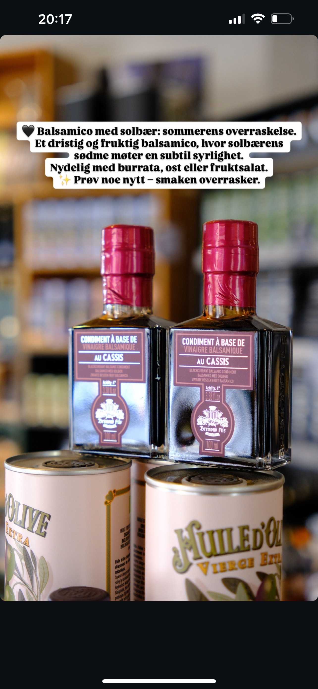 Olivenlunden Balsamico Med Solbær 100 ml