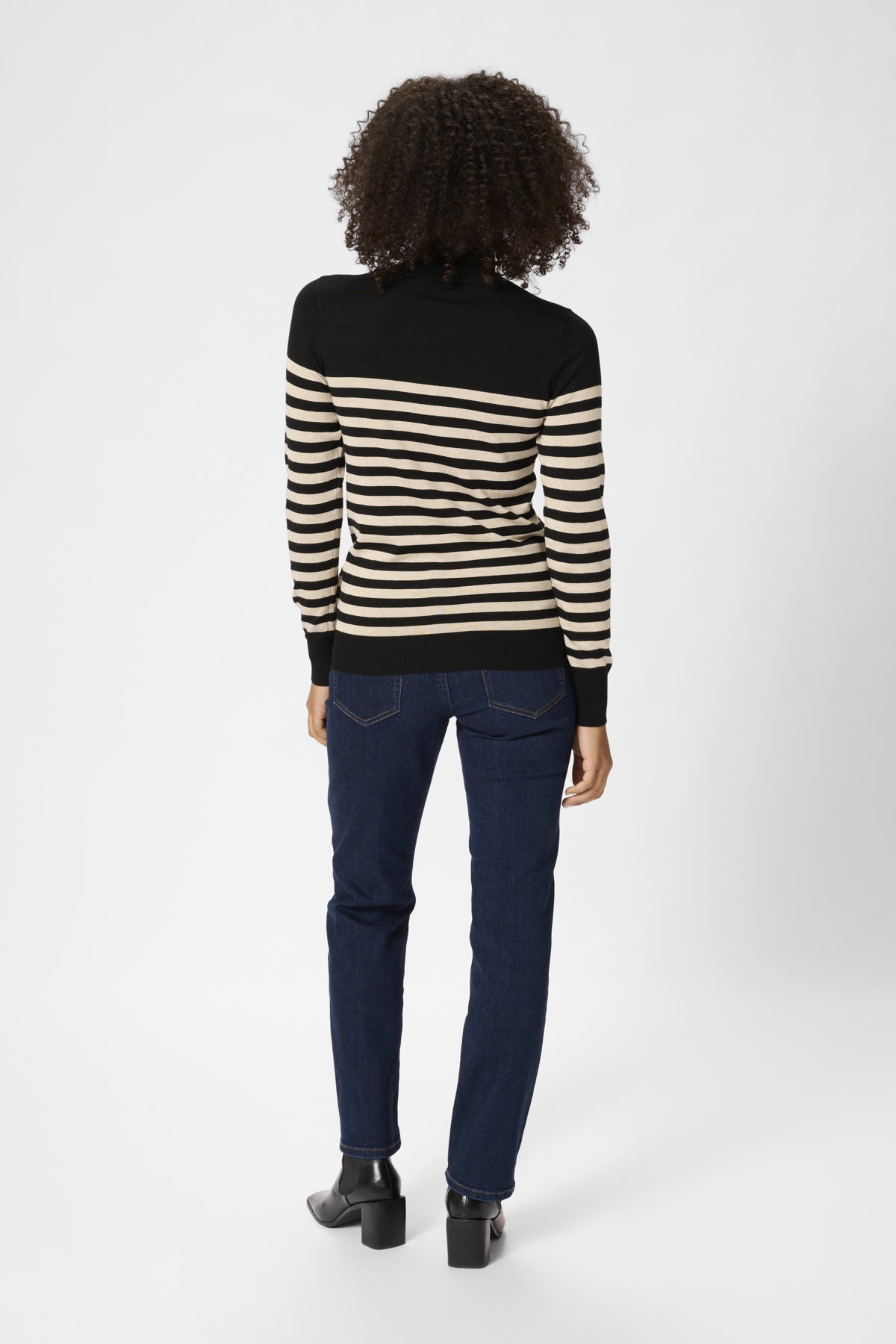 Kaffe Clothing KAlizza Striped Roll Neck Black/Feather Gray Melange Stripe
