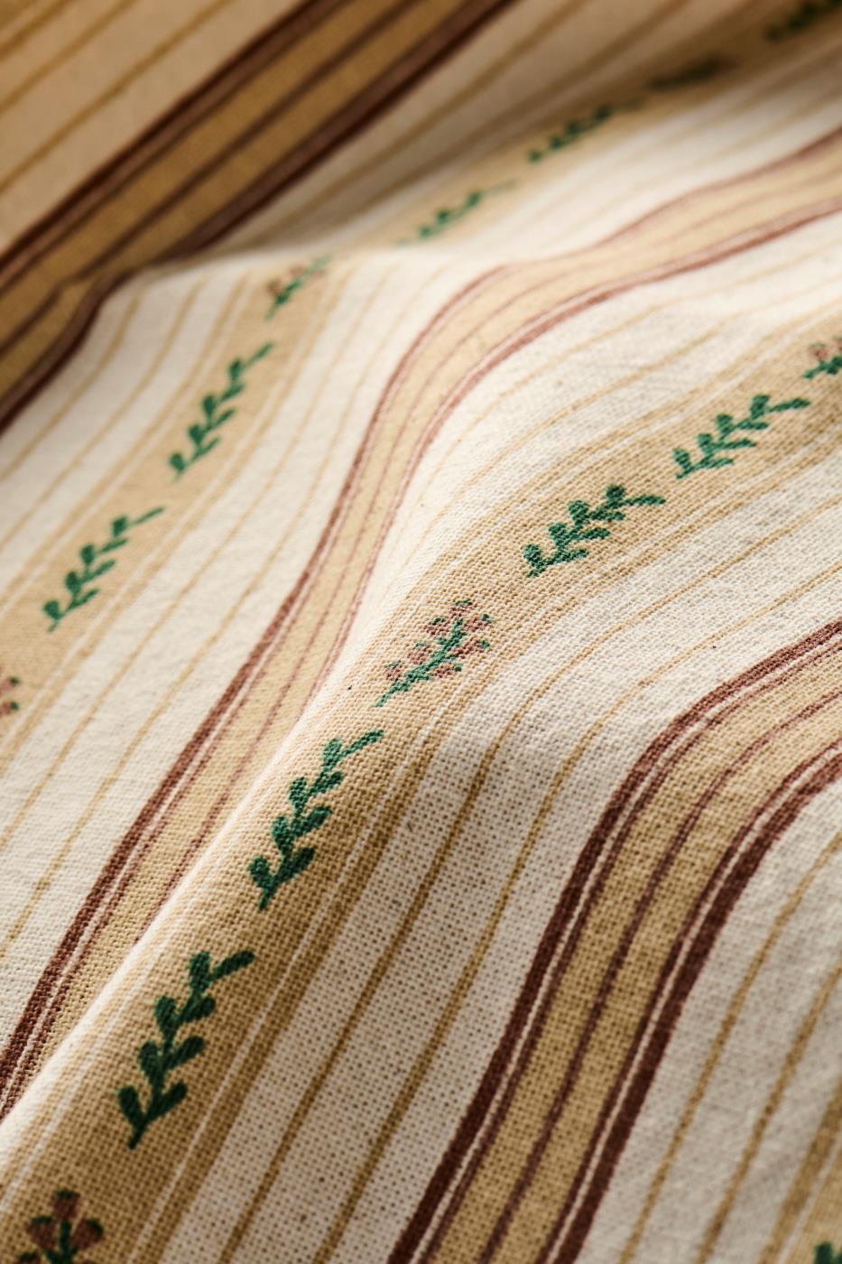 Ib Laursen Kjøkkenhåndkle Isolde Natur M/brune Striper & Grønne Stilker