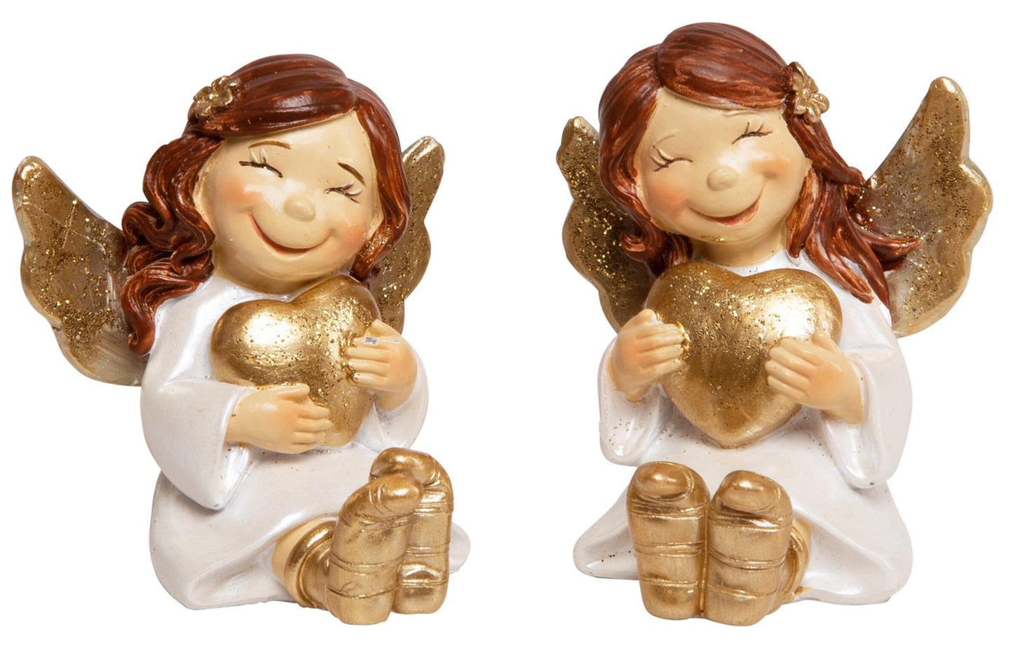 Engel sittende beige gull h:6,5cm 2ass