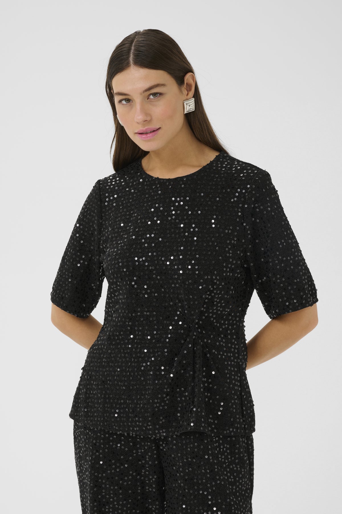 Culture CUtamera Sequin Blouse Black
