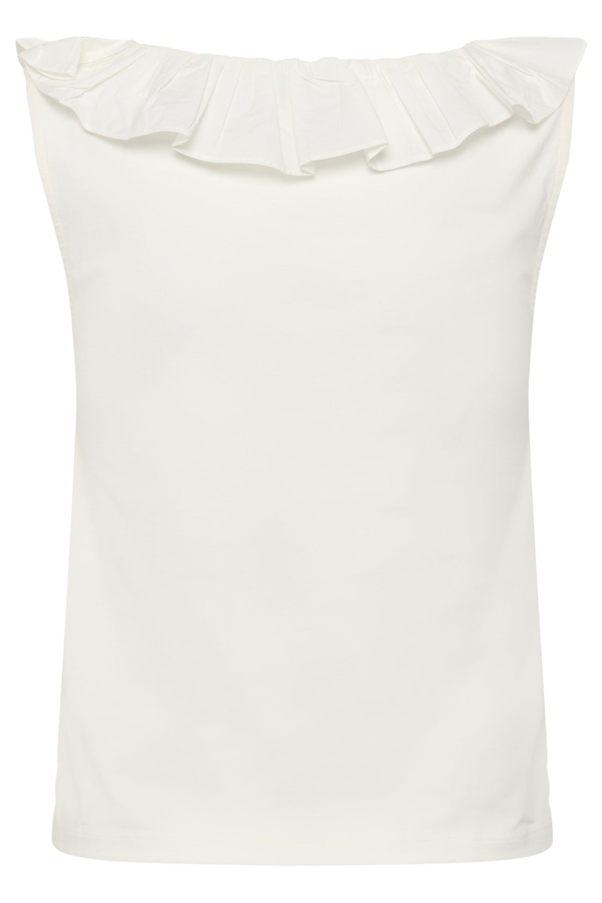 Kaffe KAdidde Flounce Top – Hvit singlet med volanger