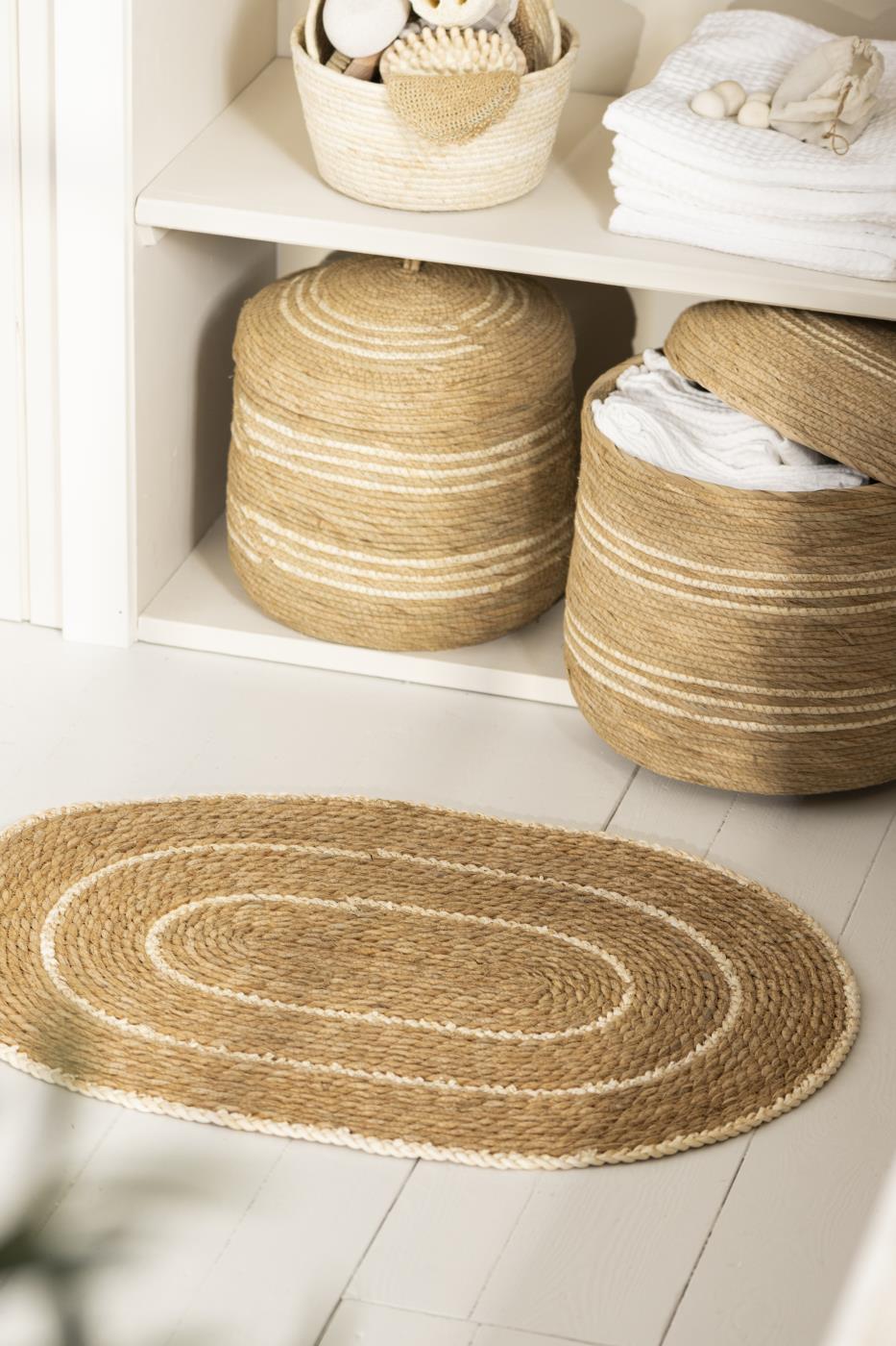 Ib Laursen Kurvesett 2 stk m/lokk natur m/creme striper