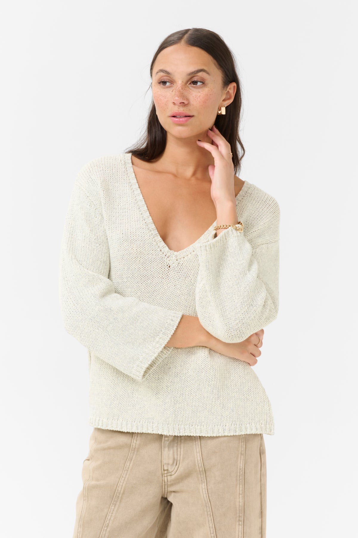 Kaffe Clothing KAgerdi V-neck Pullover Turtledove Melange
