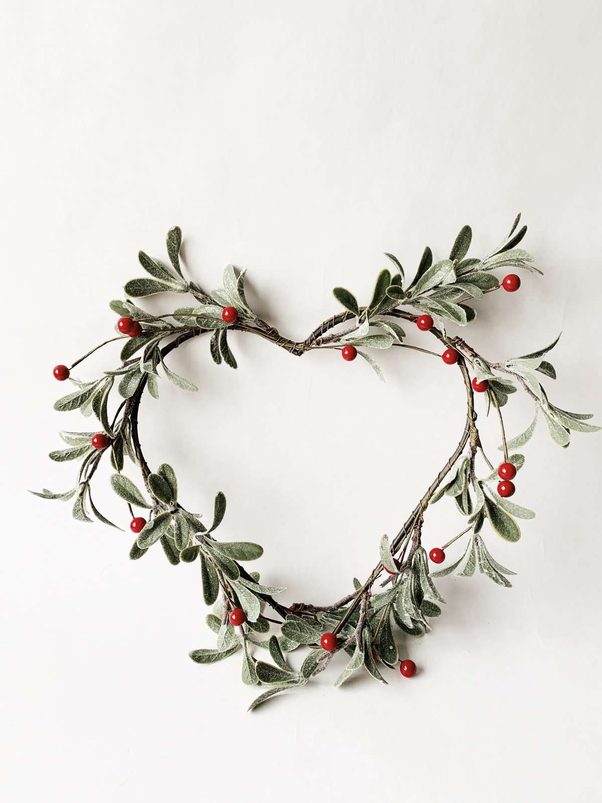 Krans grønn/rød hjerte d 40 cm
