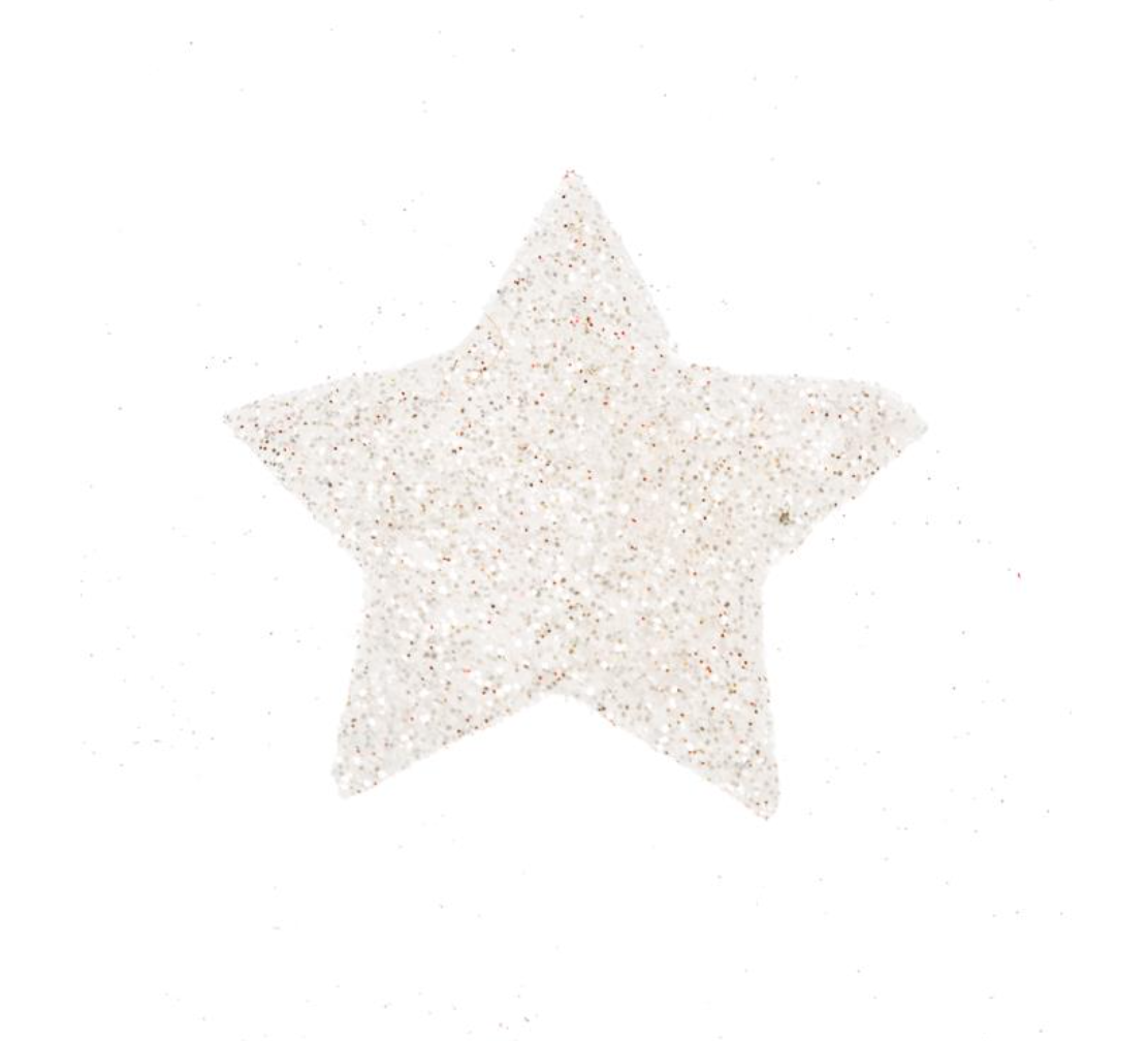 Papirstjerne 5cm hvit/glitter 12pk