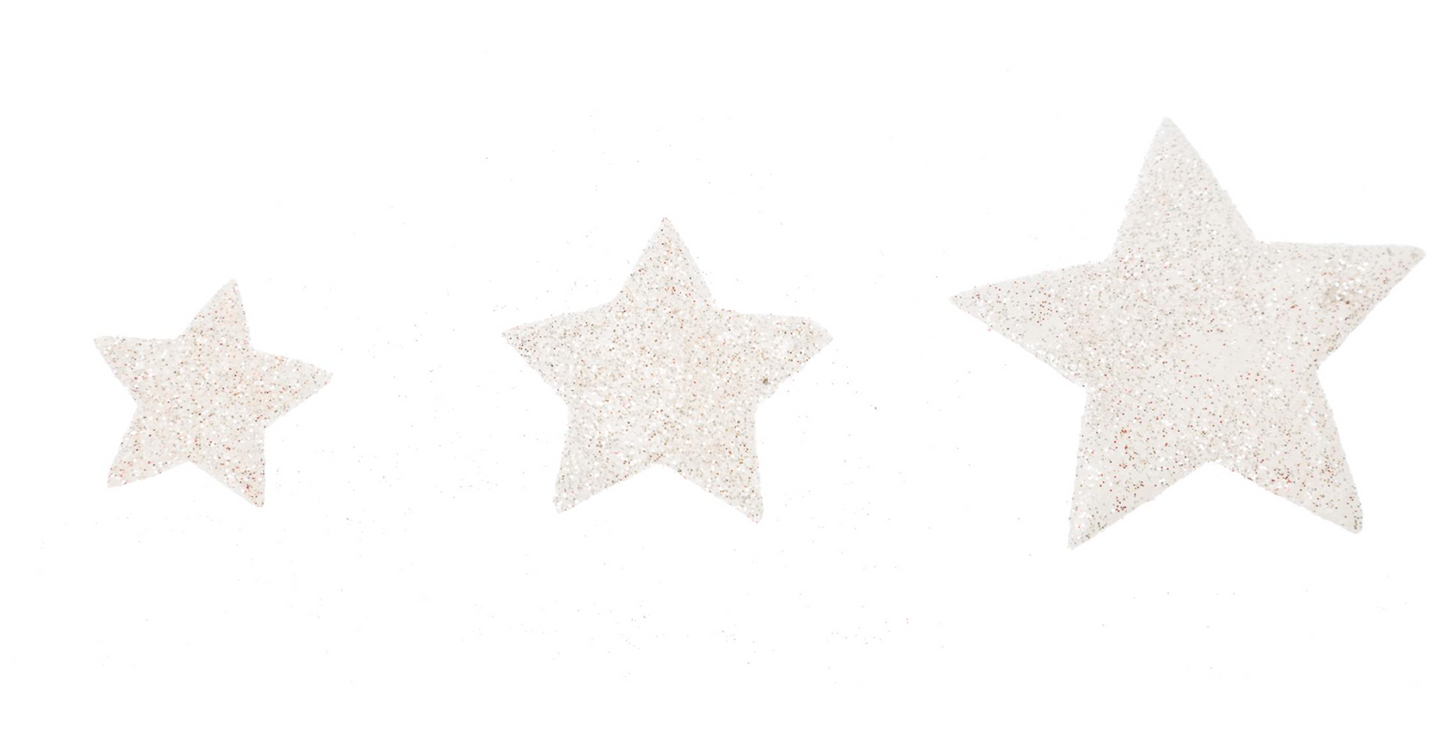 Papirstjerne 5cm hvit/glitter 12pk