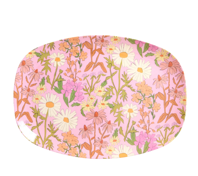 Rice Melamin Tallerken Soft Pink - Daisy Dearest Print