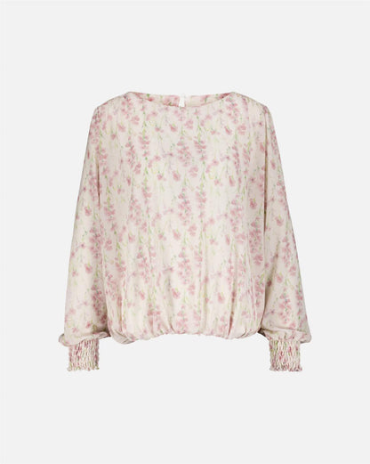 Floyd Bluse Marita Gadi – Offwhite bluse med lyserosa blomsterprint