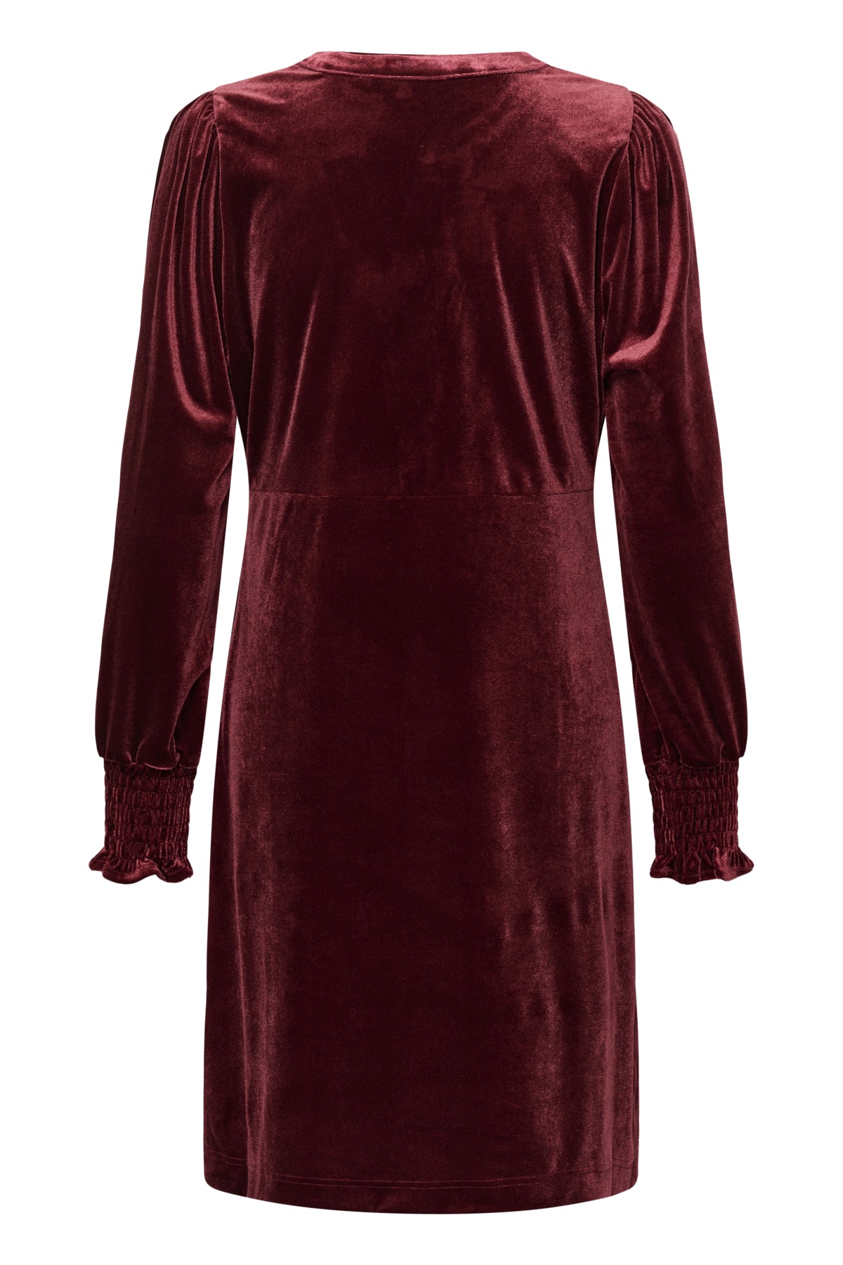 Culture CUchananna Zoe Dress – Vinrød kjole med dekorative knapper og fløyelsfinish