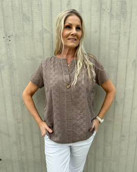Pepper Linda Broderi – Fango bluse med broderidetaljer
