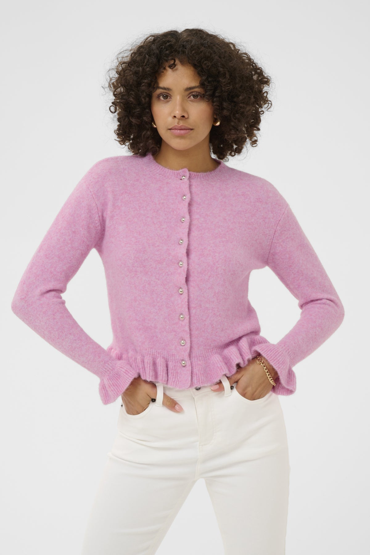 Kaffe Clothing KAemma Frill Cardigan Pink