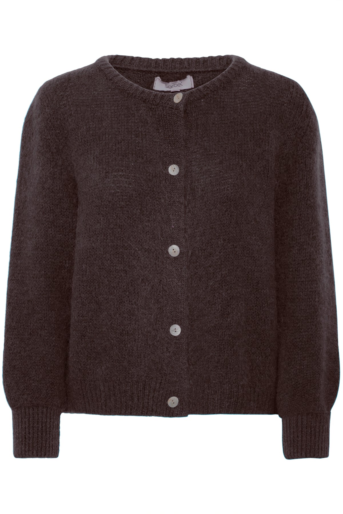 Sorbet SBgulvig Knit Cardigan – Brun cardigan med knapper i front
