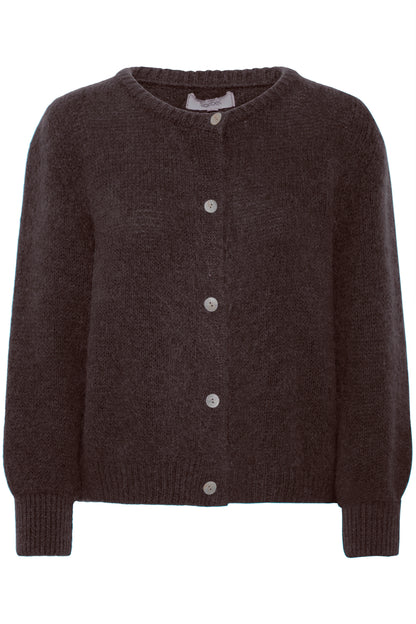 Sorbet SBgulvig Knit Cardigan – Brun cardigan med knapper i front