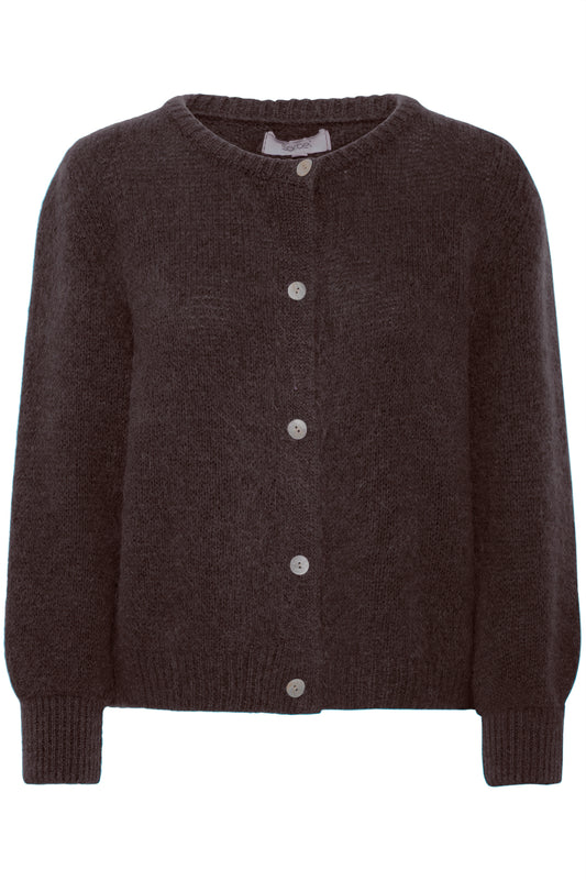 Sorbet SBgulvig Knit Cardigan – Brun cardigan med knapper i front