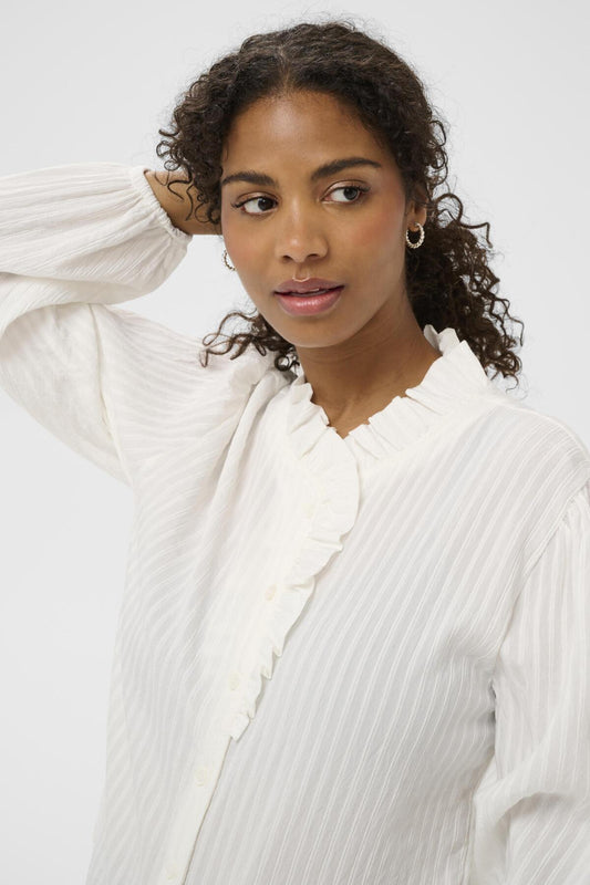 Kaffe Clothing KAsuma Frill Shirt Chalk