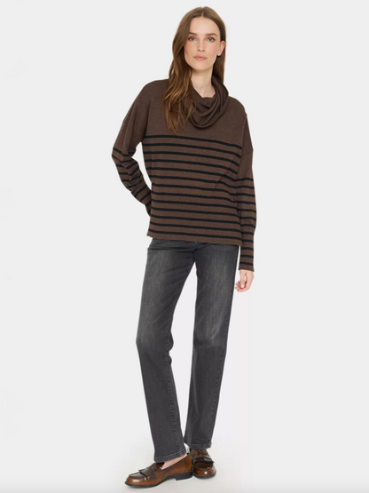 Saint Tropez Grilasz Cowlneck Pullover Dark Oak Melange