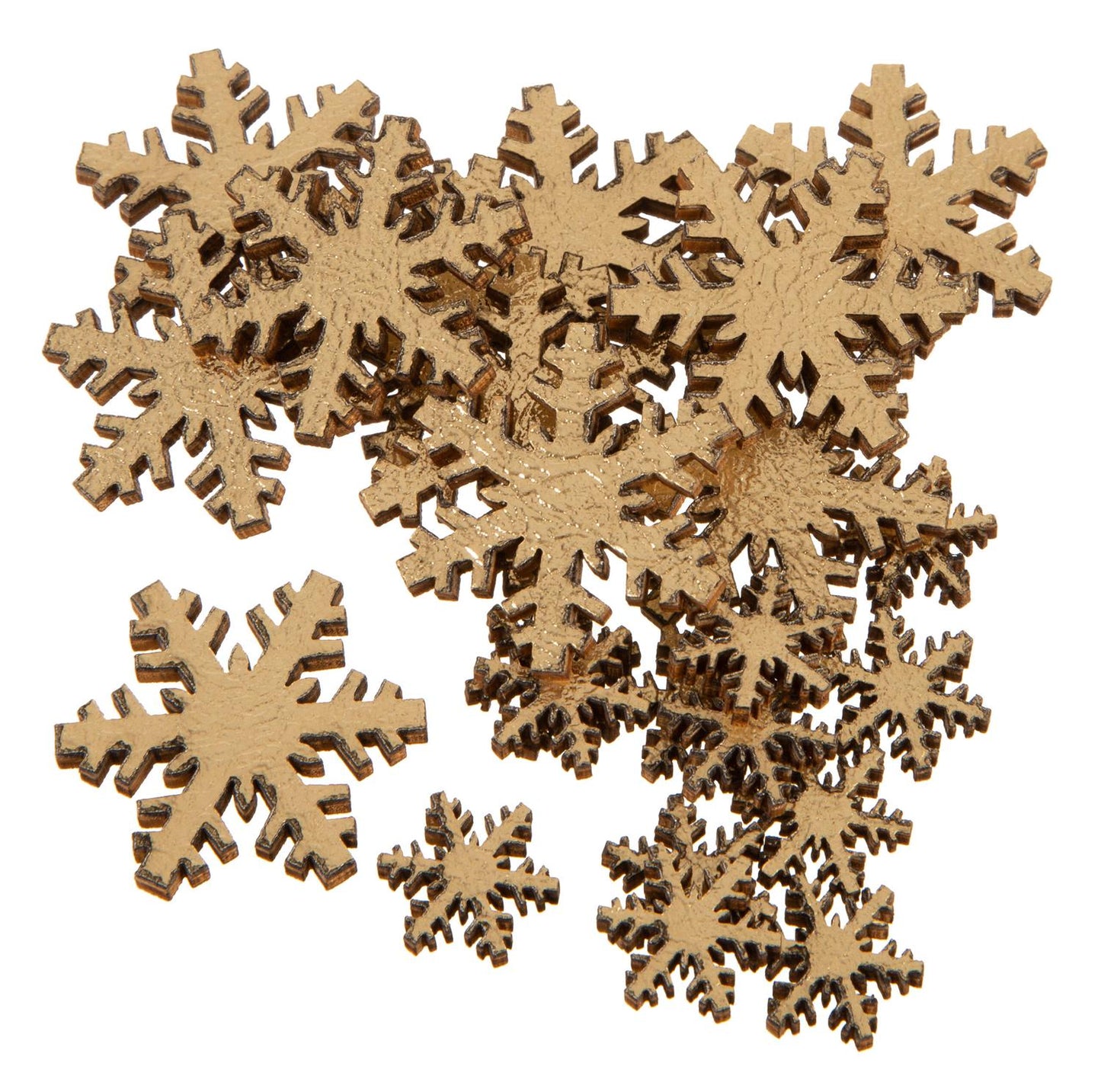 Snøfnugg tre gull glitter assortert 24st