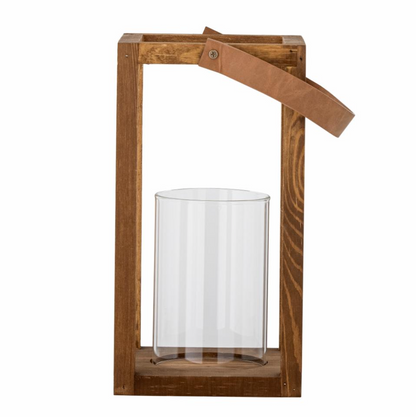 Bloomingville Lyra Lanterne m/Glass, Natur, Fyr