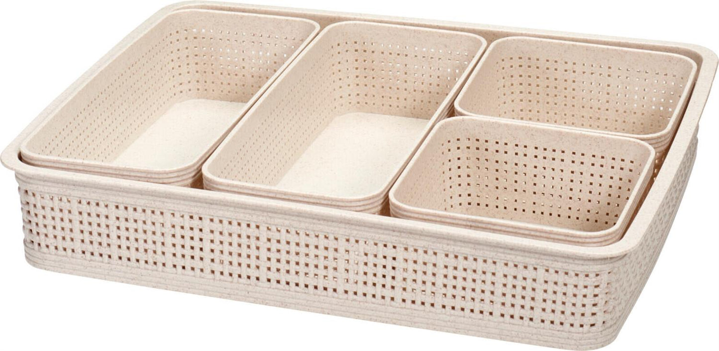 Kurv sand vevd design PP 5 stk i sett