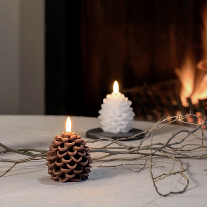 Uyuni LED candle Pine cone, Brown, Smooth, 7x7 cm