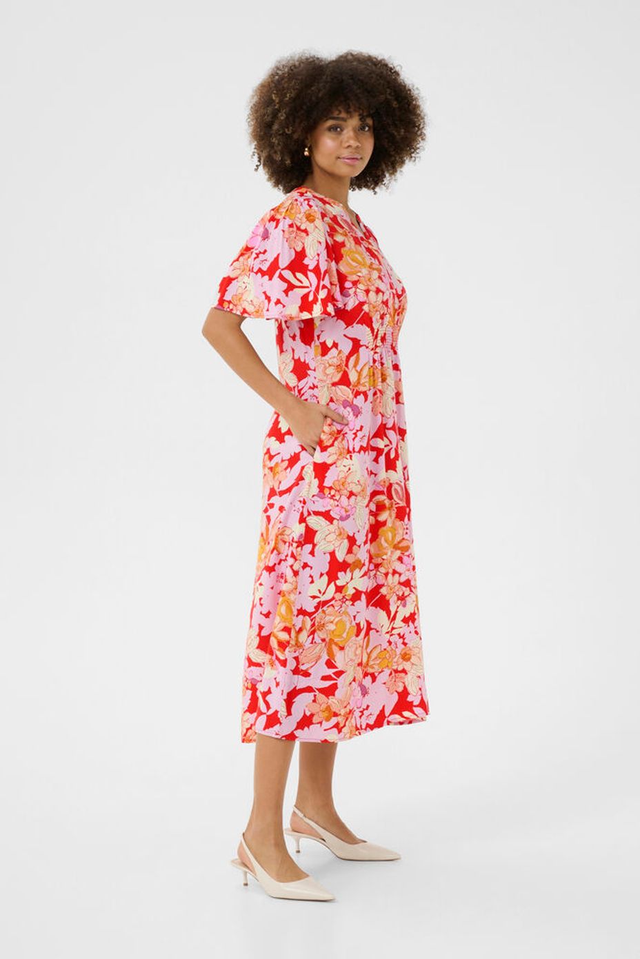 Culture CUaudrey Bello Long Dress Red/Pink Flower