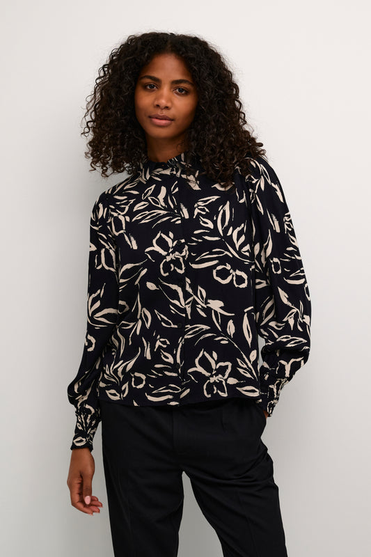 Kaffe KAforrest Shirt Black/Sand Painted Flower