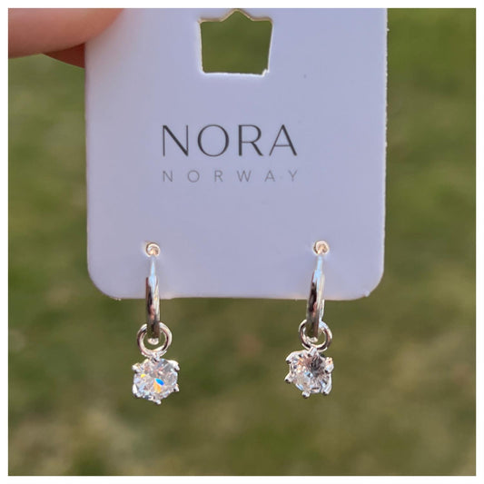 Nora Norway Kelly Drop Ear Silver Clear