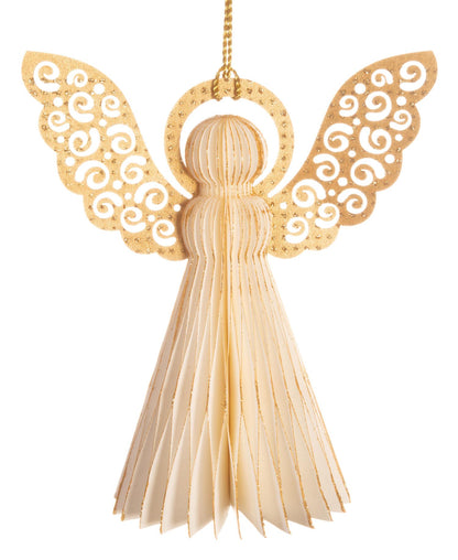 Engel Papir Henge Krem M/Gull 12cm Gullvinge