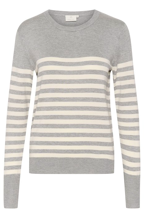 Kaffe Clothing KAlizza Striped Knit Pullover Grey Melange