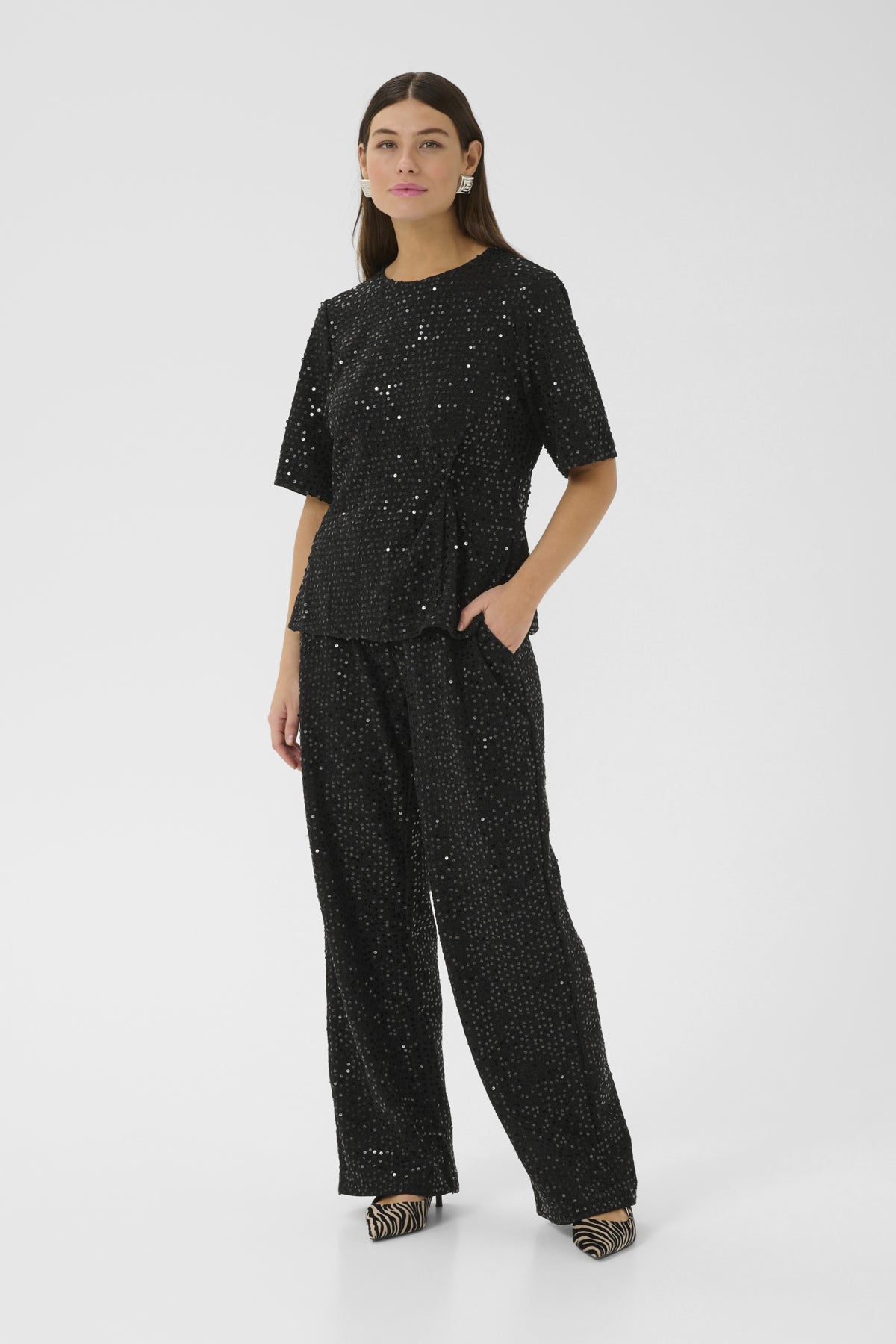 Culture CUtamera Sequin Blouse Black