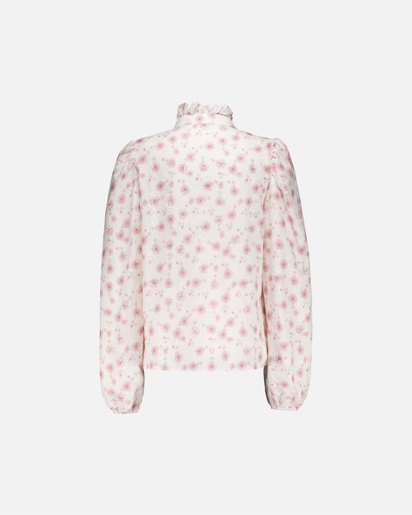 Floyd Vanda – Offwhite blomstrete bluse med høy hals