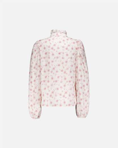 Floyd Vanda – Offwhite blomstrete bluse med høy hals