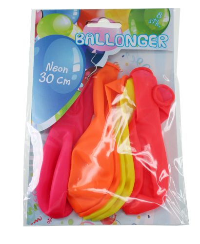 Ballonger Neonfarger 8 stk