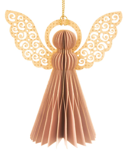 Engel papir henge støvrosa m/gull 12cm Gullvinge