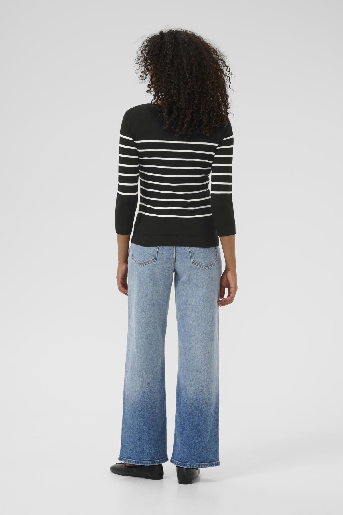 Kaffe Clothing KAlizza Boatneck Pullover Feather Black/Chalk Stripes