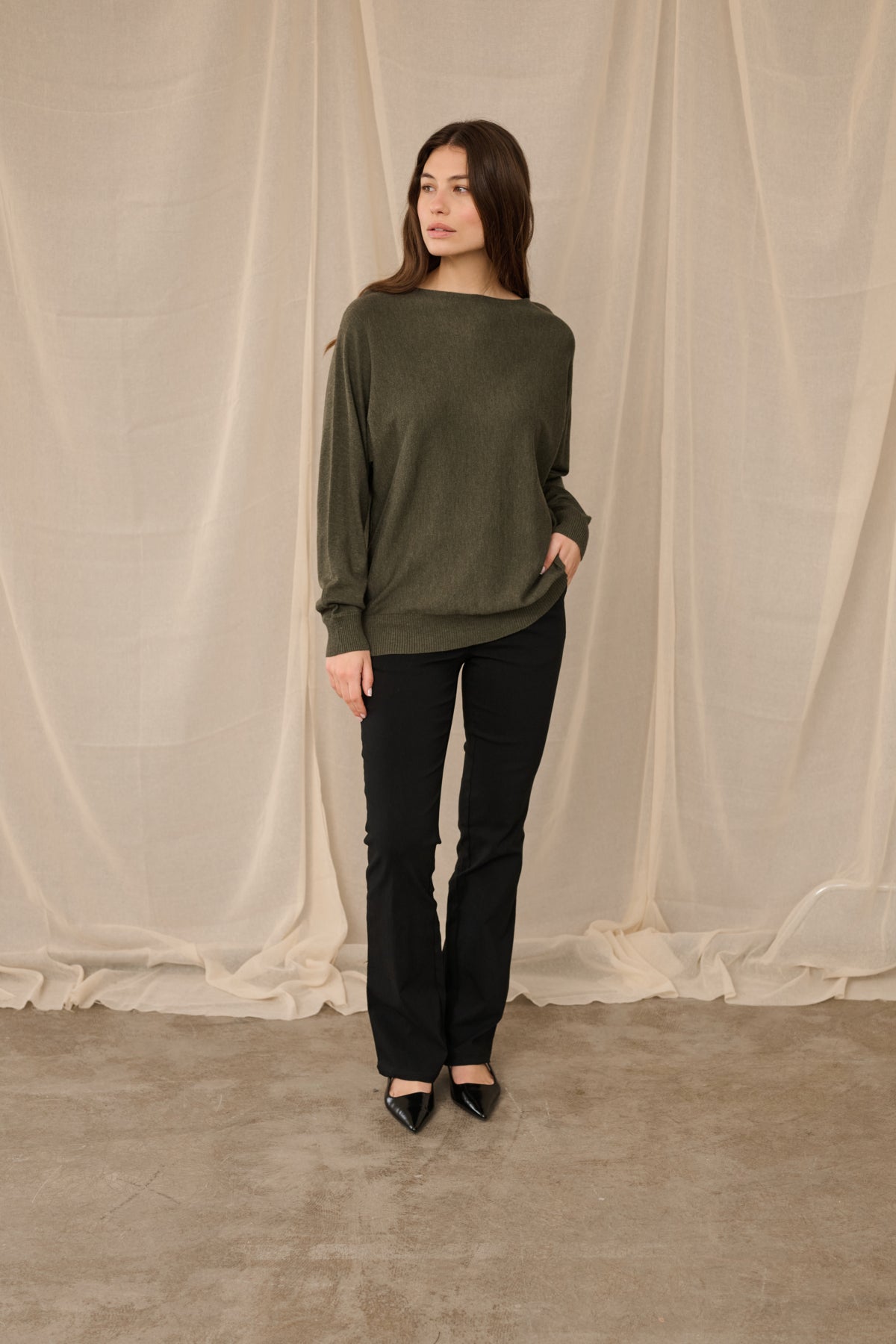 Culture CUannemarie Batwing Jumper Olive Night Melange