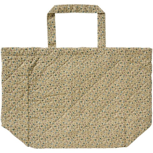 Ib Laursen - Beige quiltet veske med småblomstret mønster