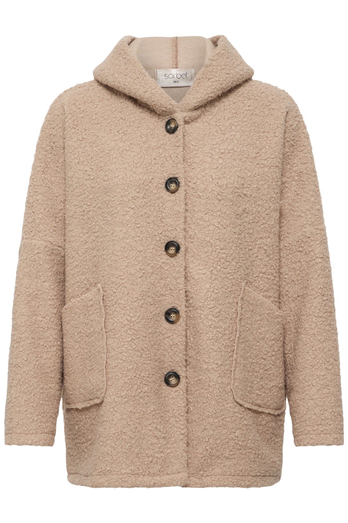 Sorbet SBcember Jacket – Sandfarget hettejakke med store lommer