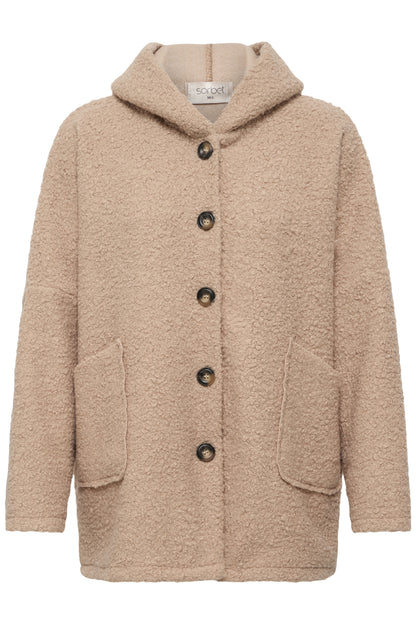 Sorbet SBcember Jacket – Sandfarget hettejakke med store lommer