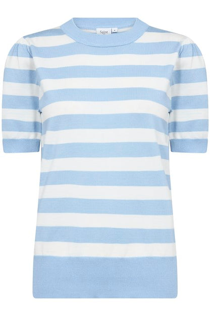 Saint Tropez MilaSZ SS Block Stripe Pullover Airy Blue Ice