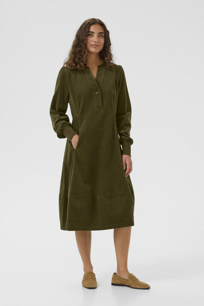 Culture CUrhaena LS Dress Burnt Olive Green