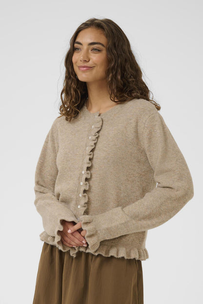 Culture CUjulietta Frill Cardigan Dune Melange
