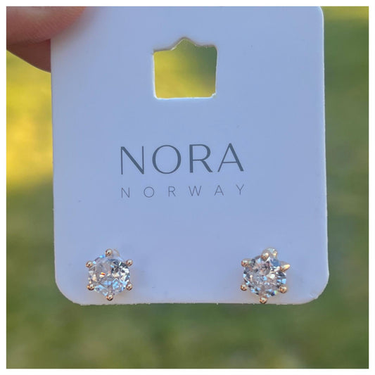 Nora Norway Kelly Stud Ear Gold Clear