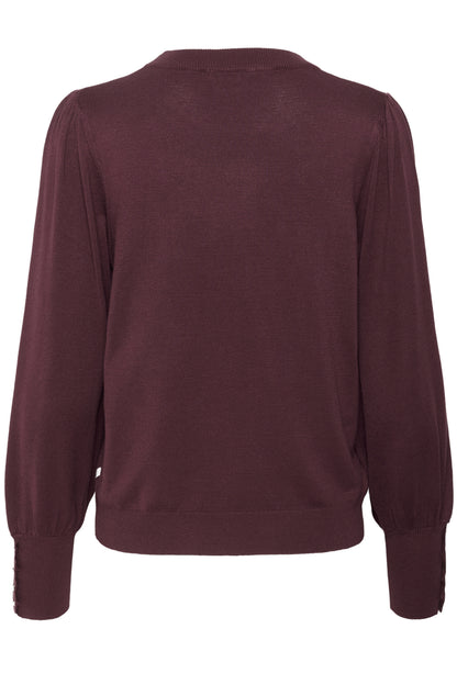KAlizza Round Neck Knit Pullover Buttons Windsor Wine