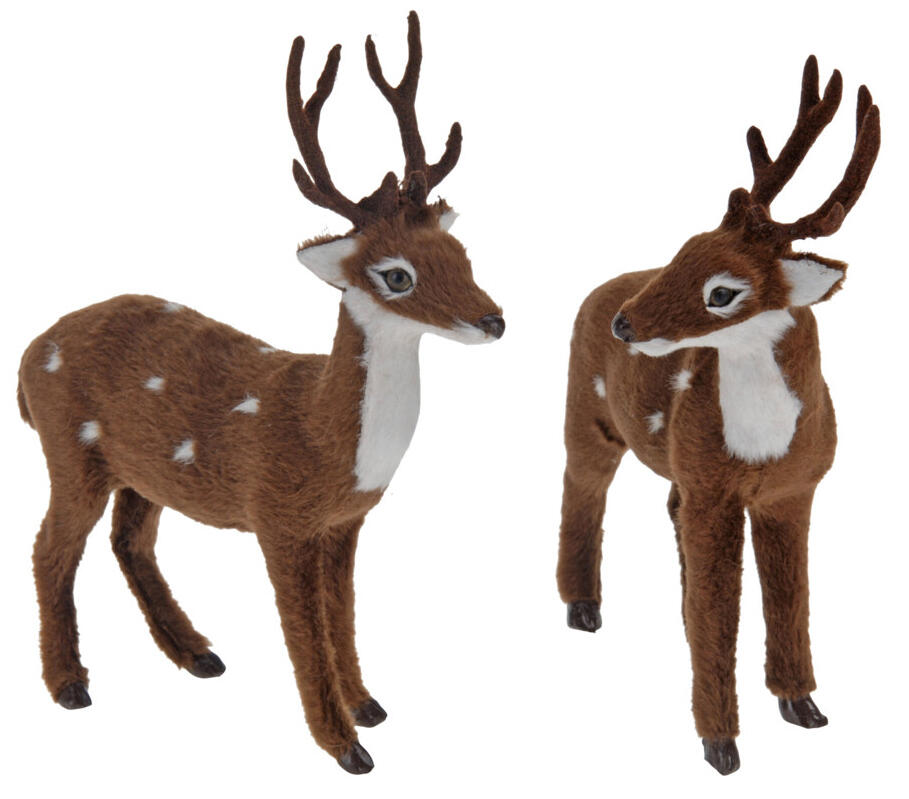 Reinsdyr Brun M/Hvit 13x4x15Cm 2ass