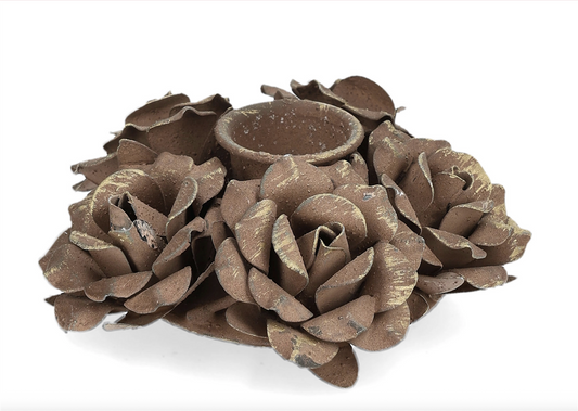 Alot Lysestake Blomster Brun