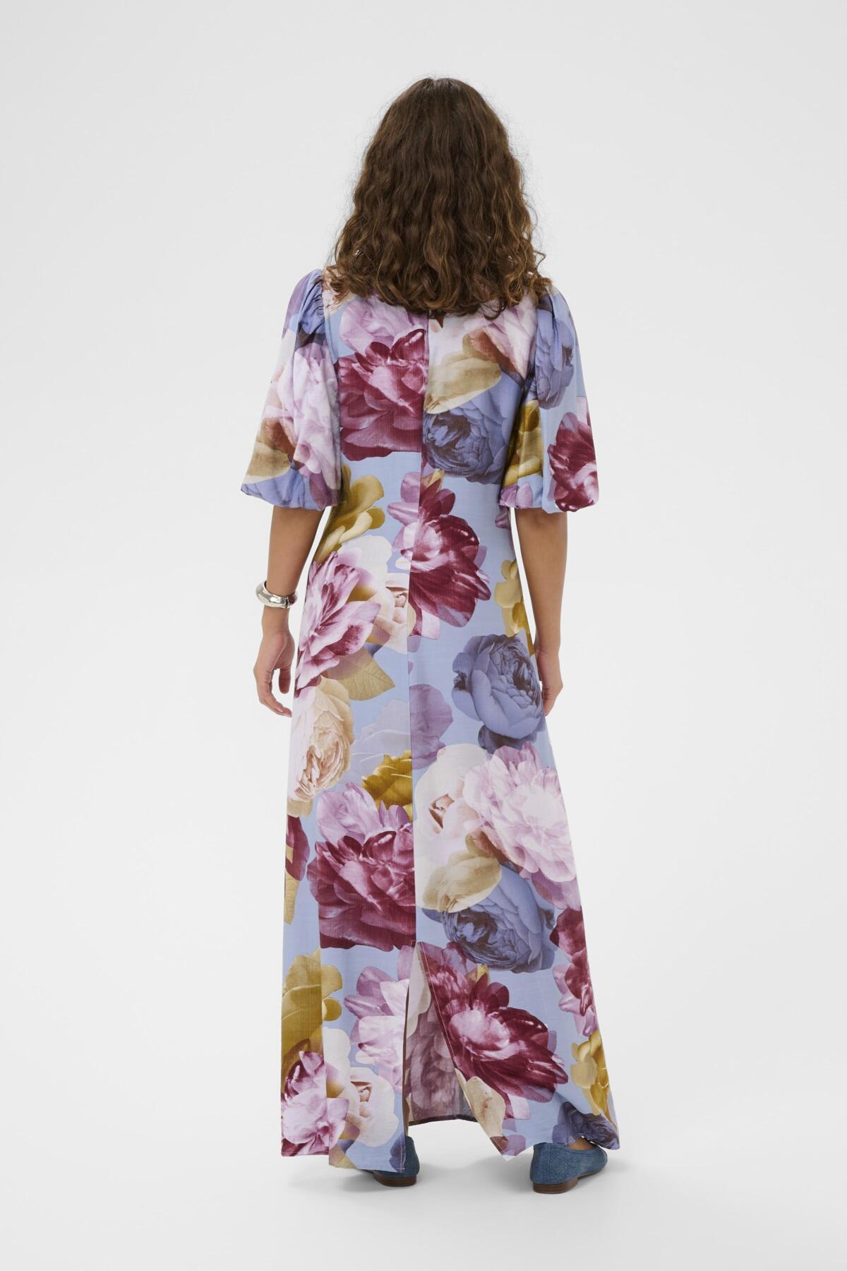 Culture CUmagna Greece Long Dress Blue/Pink/Yellow Flower