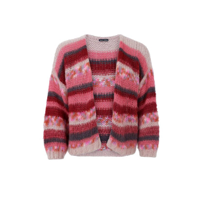 Black Colour BCfontana Multi Striped Cardigan Berry