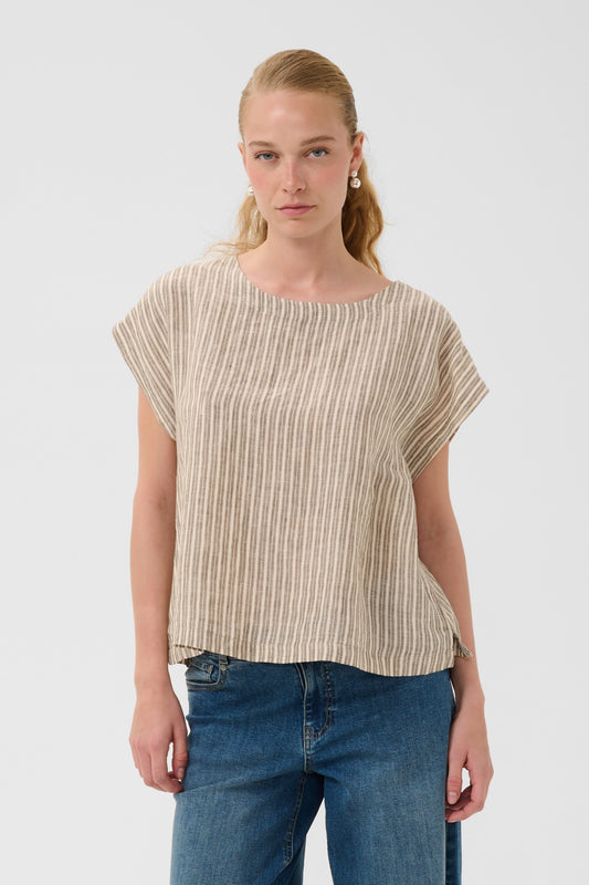 Culture CUaniela Molly Blouse Dusky Green/Whitecap stripes